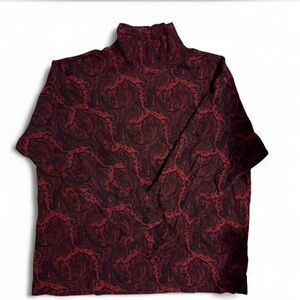GAP vintage Red, Burgundy and Black Paisley Turtleneck